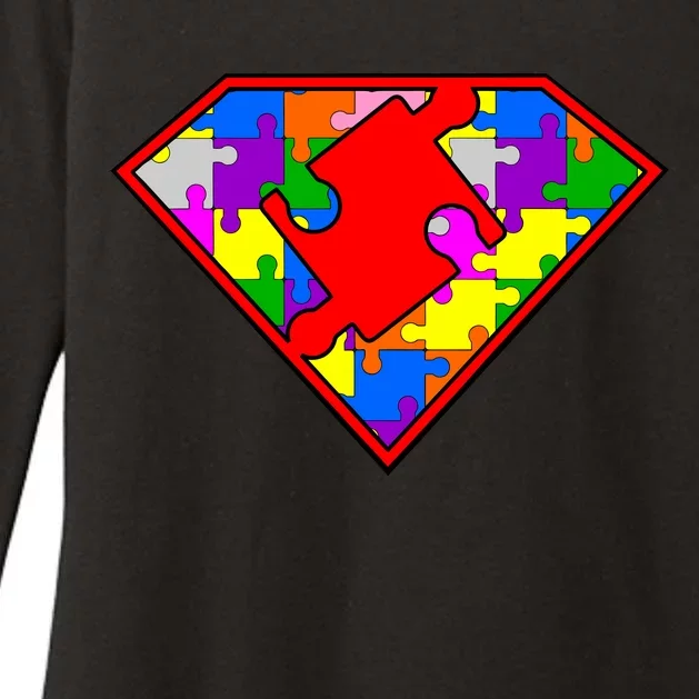 Autism Superhero Puzzle Crest Womens CVC Long Sleeve Shirt