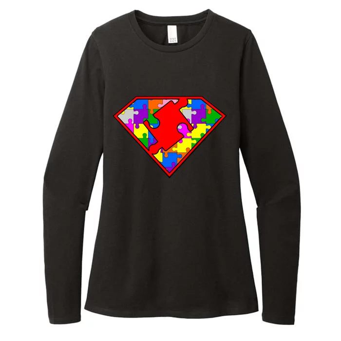 Autism Superhero Puzzle Crest Womens CVC Long Sleeve Shirt