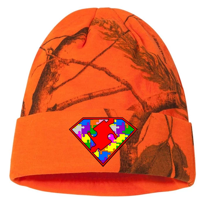 Autism Superhero Puzzle Crest Kati - 12in Camo Beanie