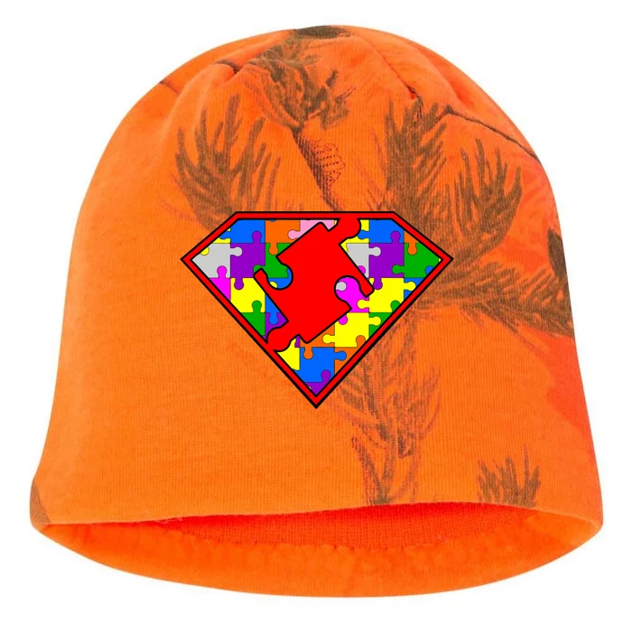 Autism Superhero Puzzle Crest Kati - Camo Knit Beanie