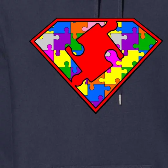 Autism Superhero Puzzle Crest Premium Hoodie