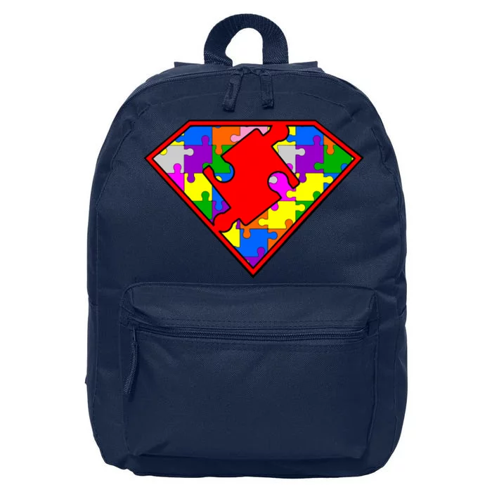 Autism Superhero Puzzle Crest 16 in Basic Backpack