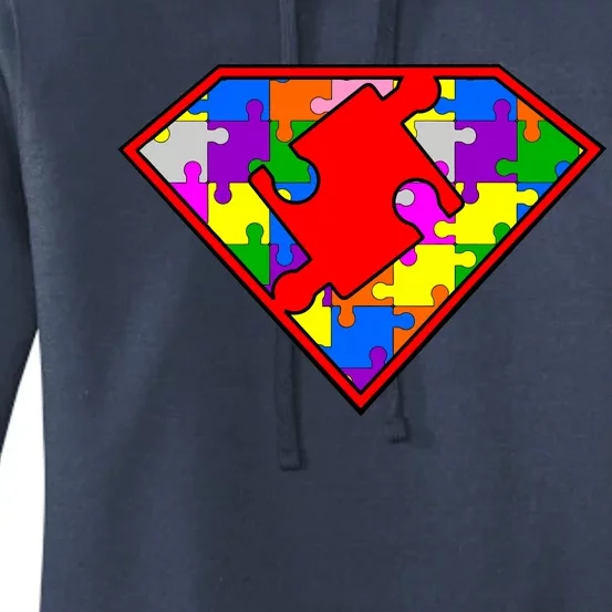 Autism Superhero Puzzle Crest Women's Pullover Hoodie