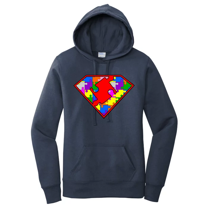 Autism Superhero Puzzle Crest Women's Pullover Hoodie