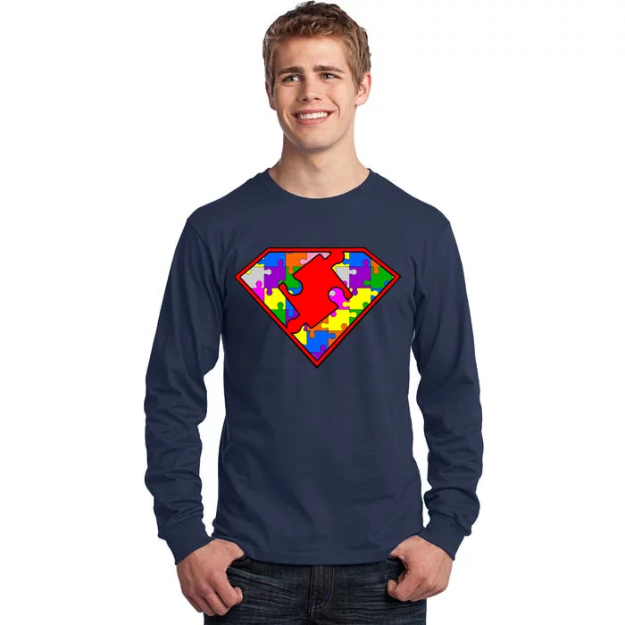 Autism Superhero Puzzle Crest Tall Long Sleeve T-Shirt