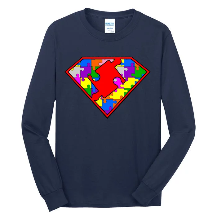 Autism Superhero Puzzle Crest Tall Long Sleeve T-Shirt