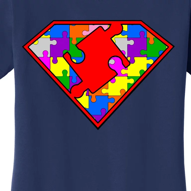 Autism Superhero Puzzle Crest Women's T-Shirt