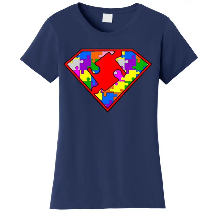 Autism Superhero Puzzle Crest Women's T-Shirt