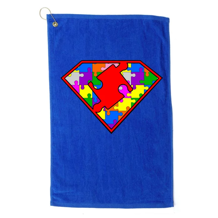 Autism Superhero Puzzle Crest Platinum Collection Golf Towel