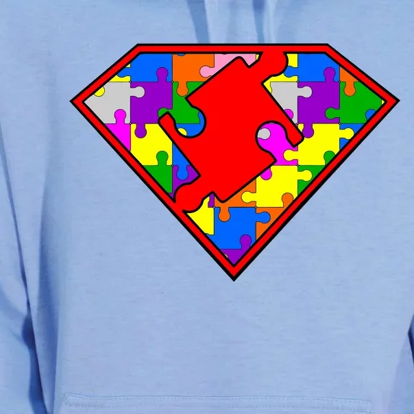 Autism Superhero Puzzle Crest Unisex Surf Hoodie