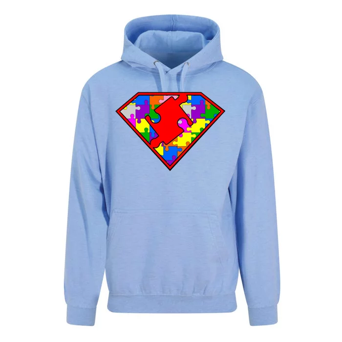 Autism Superhero Puzzle Crest Unisex Surf Hoodie