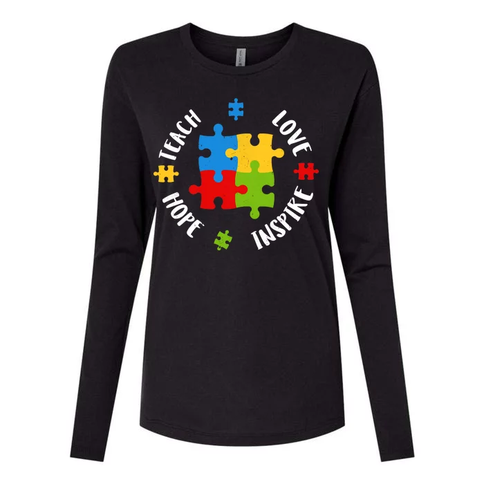 Autism Teacher Teach Love Hope Inspire Womens Cotton Relaxed Long Sleeve T-Shirt