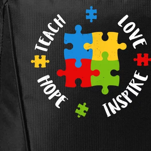 Autism Teacher Teach Love Hope Inspire City Backpack