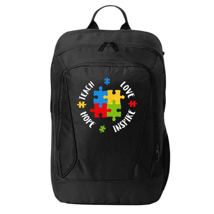 Autism Teacher Teach Love Hope Inspire City Backpack