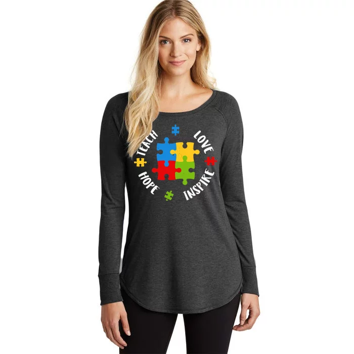 Autism Teacher Teach Love Hope Inspire Women's Perfect Tri Tunic Long Sleeve Shirt