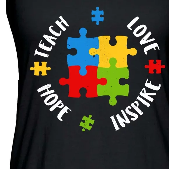 Autism Teacher Teach Love Hope Inspire Ladies Essential Flowy Tank