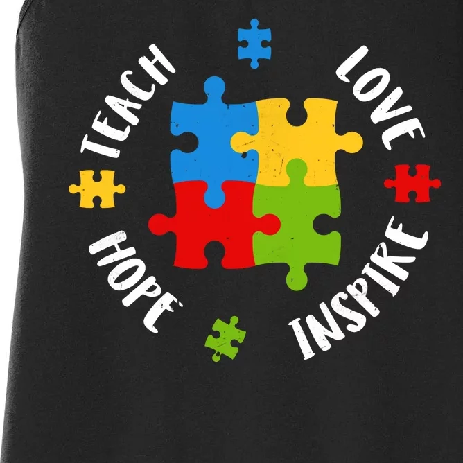 Autism Teacher Teach Love Hope Inspire Women's Racerback Tank