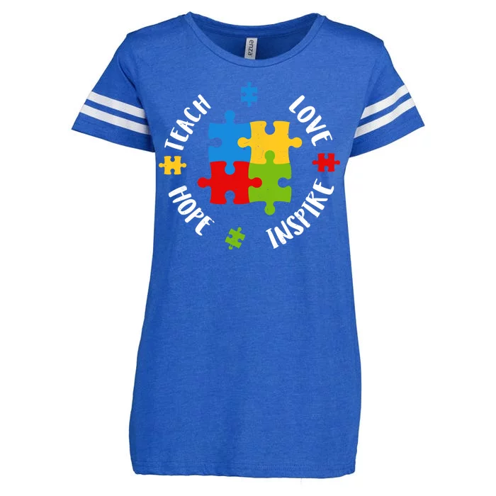 Autism Teacher Teach Love Hope Inspire Enza Ladies Jersey Football T-Shirt