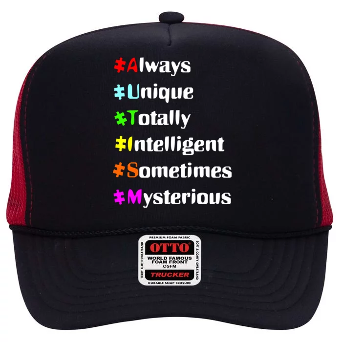 Autism Tips Awareness High Crown Mesh Trucker Hat