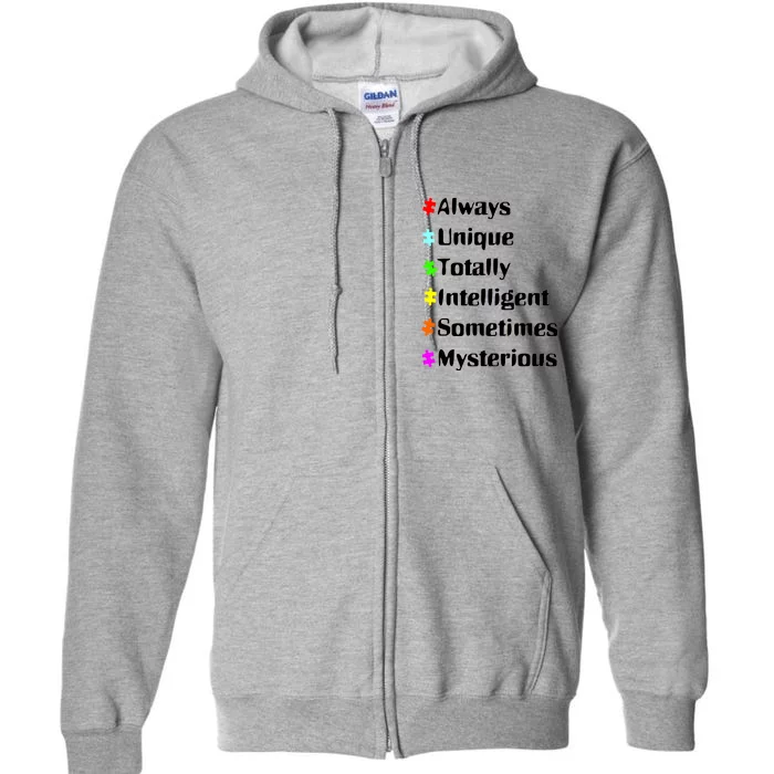 Autism Tips Awareness Full Zip Hoodie