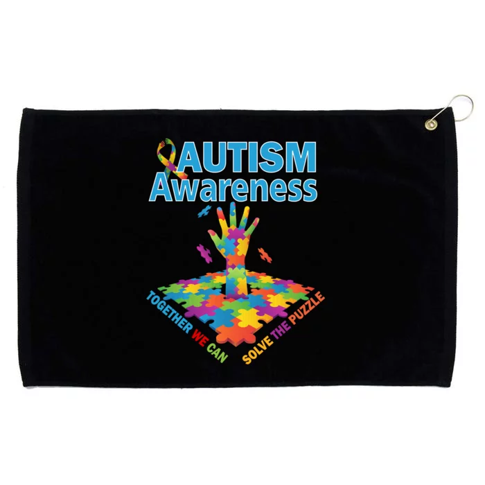 Autism Together We Can Solve The Puzzle Grommeted Golf Towel