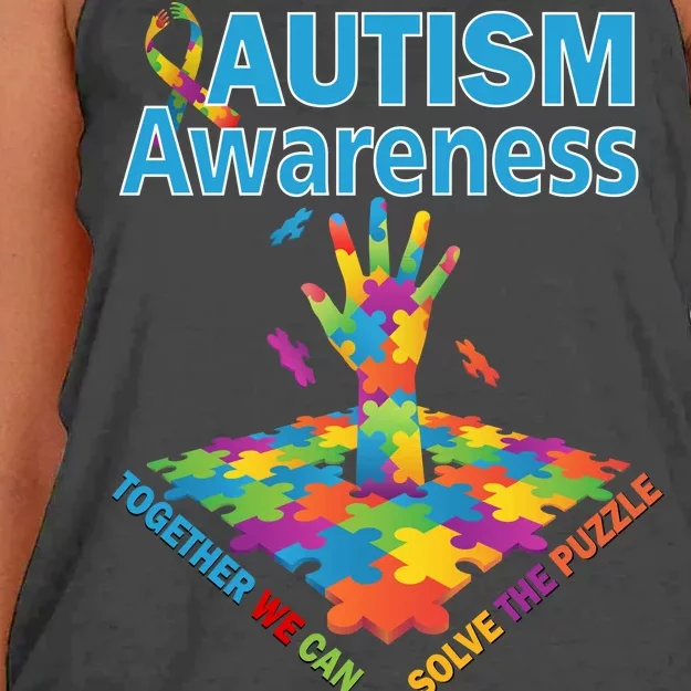 Autism Together We Can Solve The Puzzle Women's Knotted Racerback Tank