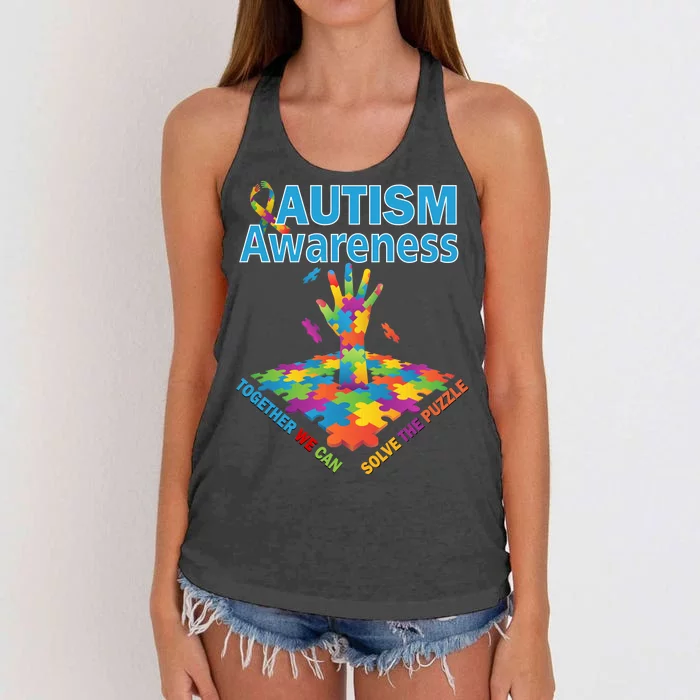 Autism Together We Can Solve The Puzzle Women's Knotted Racerback Tank