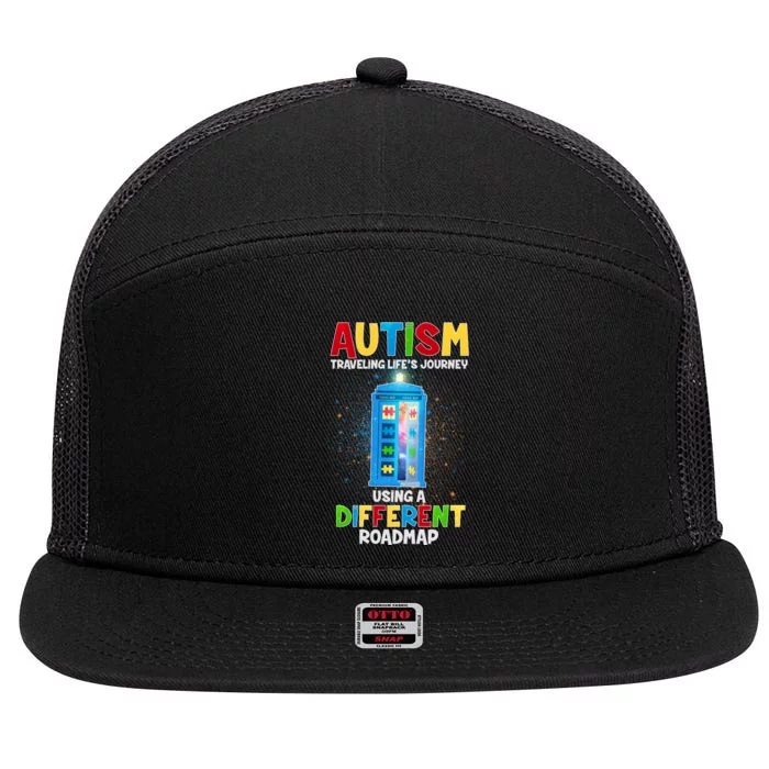 Autism Using a Different Road Map 7 Panel Mesh Trucker Snapback Hat