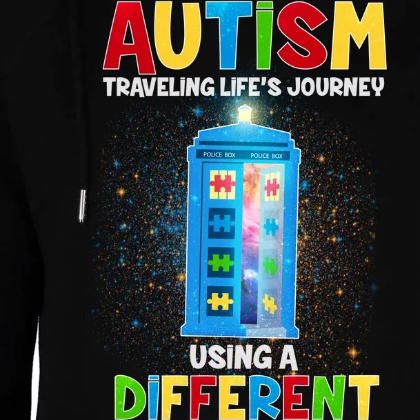 Autism Using a Different Road Map Womens Funnel Neck Pullover Hood