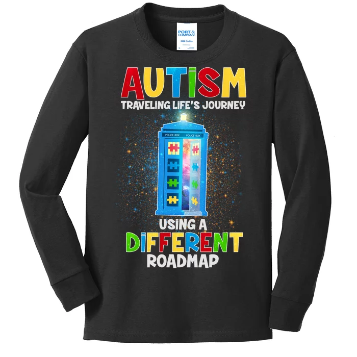 Autism Using a Different Road Map Kids Long Sleeve Shirt