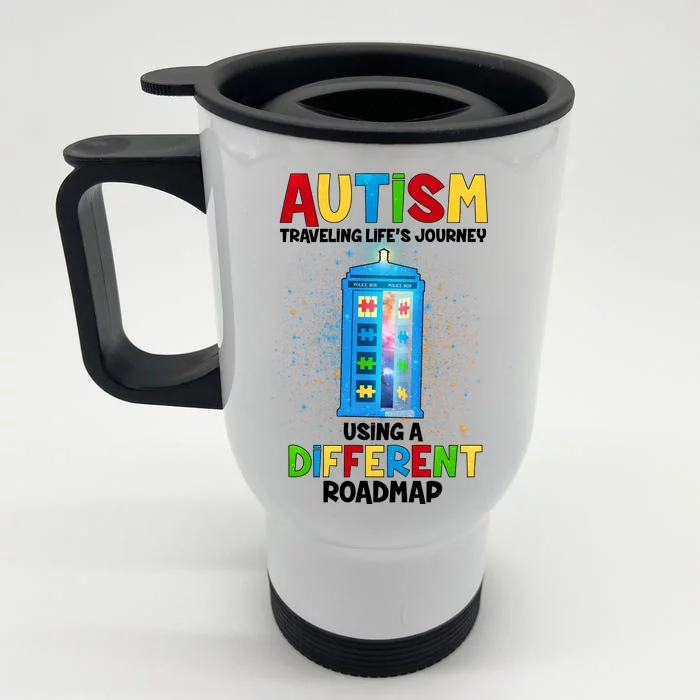 Autism Using a Different Road Map Front & Back Stainless Steel Travel Mug