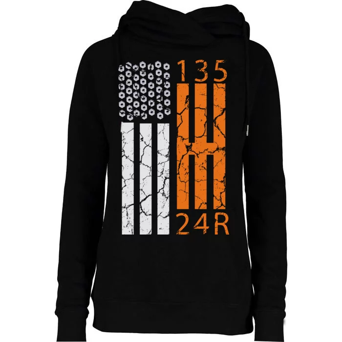 Auto Racing Mechanic Manual USA Flag Womens Funnel Neck Pullover Hood