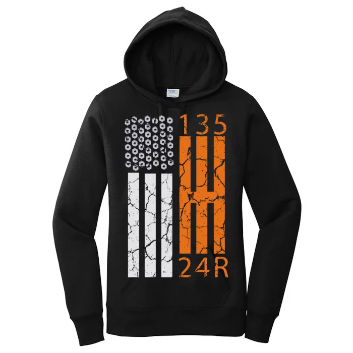 Auto Racing Mechanic Manual USA Flag Women's Pullover Hoodie