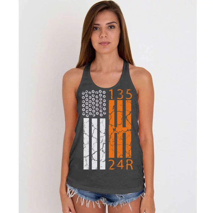 Auto Racing Mechanic Manual USA Flag Women's Knotted Racerback Tank