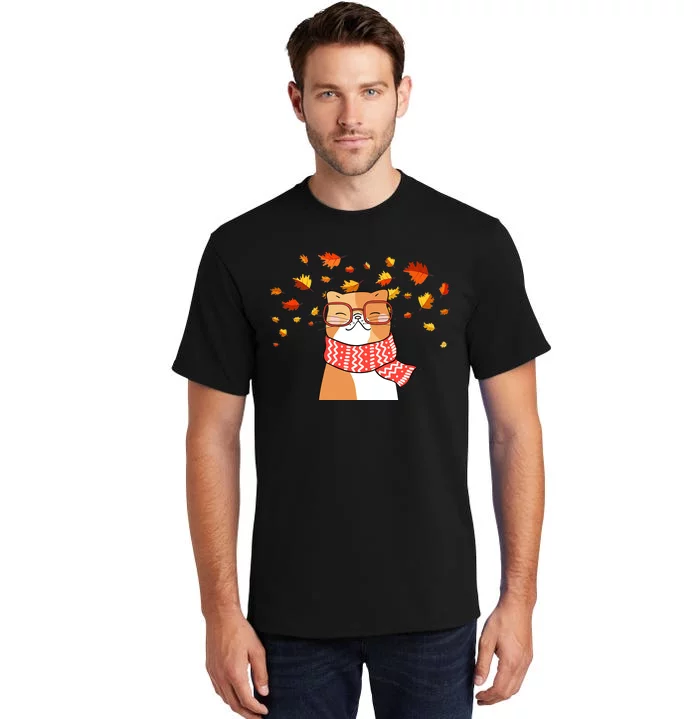 Autumn Cat Fall Season Tall T-Shirt