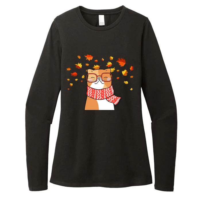 Autumn Cat Fall Season Womens CVC Long Sleeve Shirt