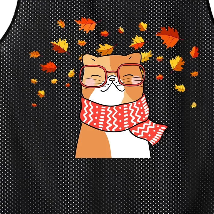 Autumn Cat Fall Season Mesh Reversible Basketball Jersey Tank