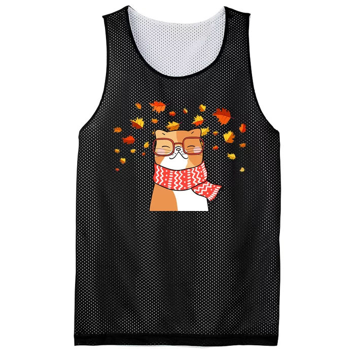 Autumn Cat Fall Season Mesh Reversible Basketball Jersey Tank