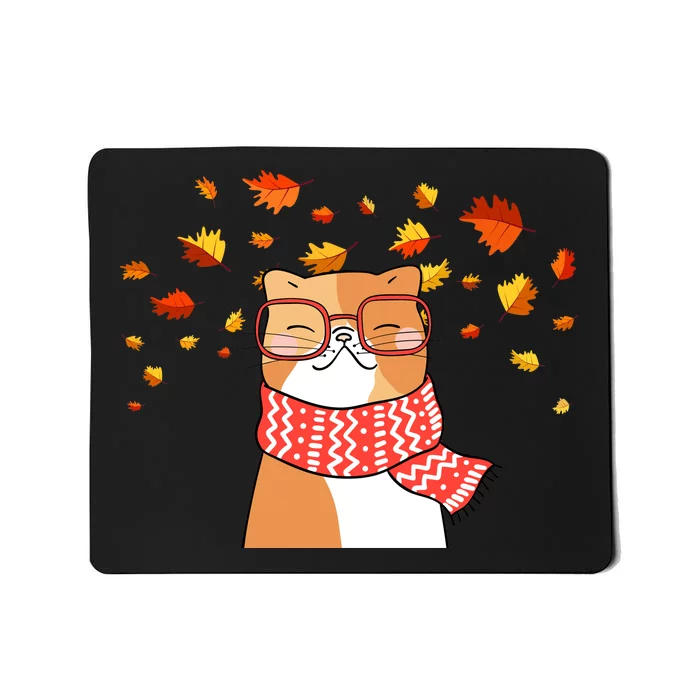 Autumn Cat Fall Season Mousepad