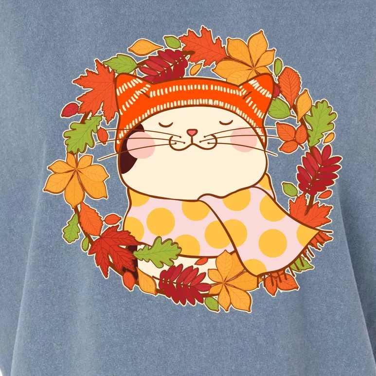 Autumn Cat Wreath Garment-Dyed Women's Muscle Tee