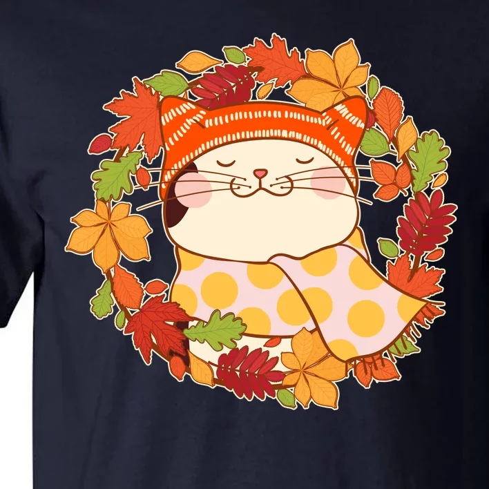 Autumn Cat Wreath Tall T-Shirt