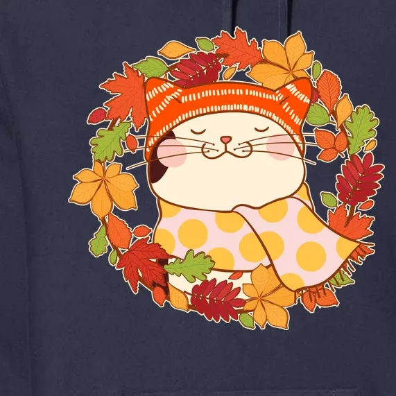 Autumn Cat Wreath Premium Hoodie