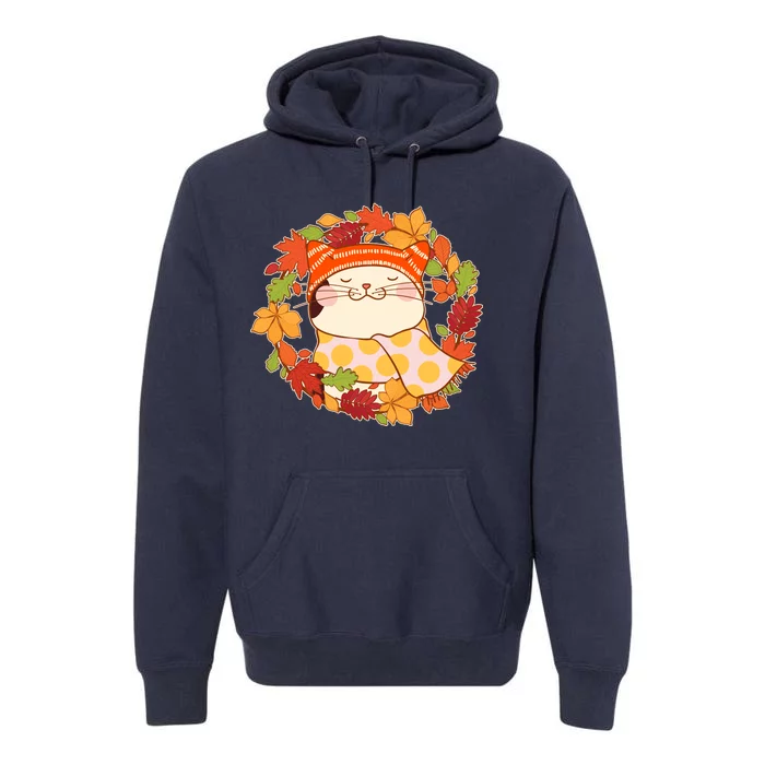 Autumn Cat Wreath Premium Hoodie