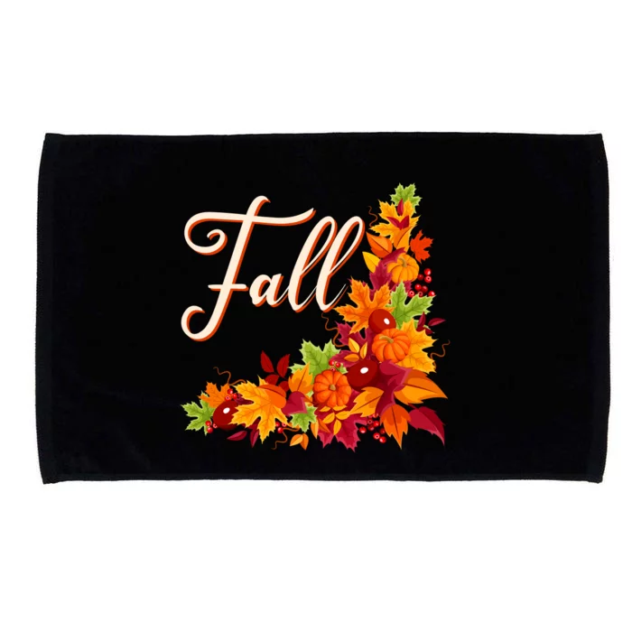 Autumn Fall Leaves Corner Design Microfiber Hand Towel