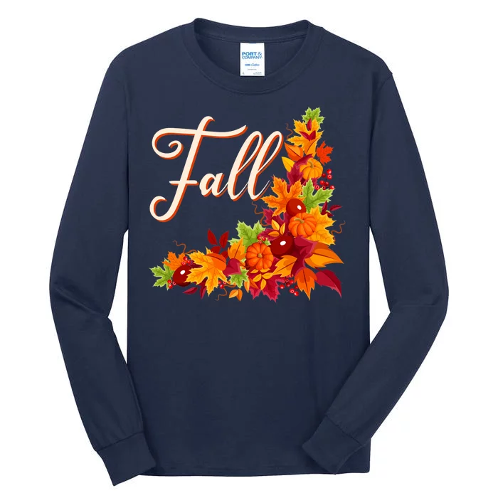 Autumn Fall Leaves Corner Design Tall Long Sleeve T-Shirt