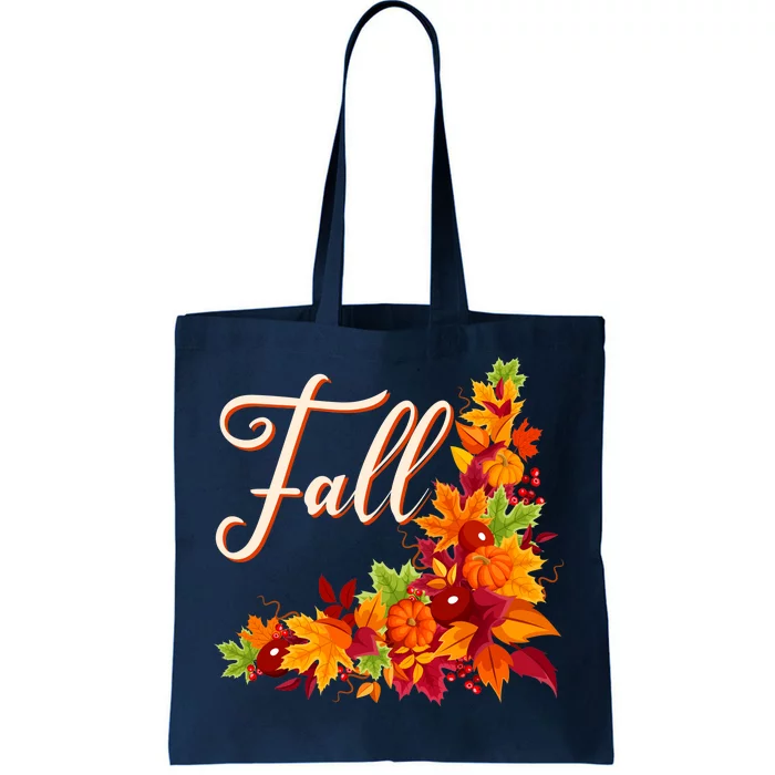 Autumn Fall Leaves Corner Design Tote Bag