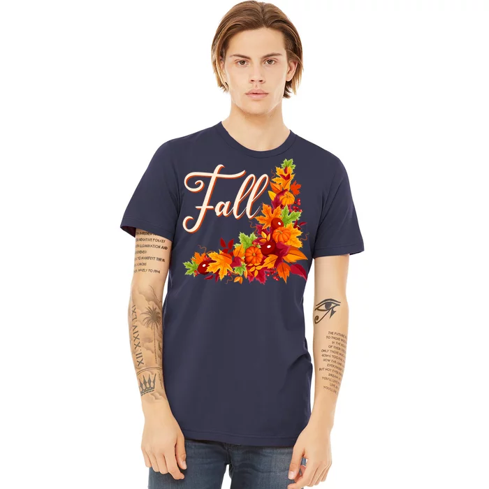 Autumn Fall Leaves Corner Design Premium T-Shirt