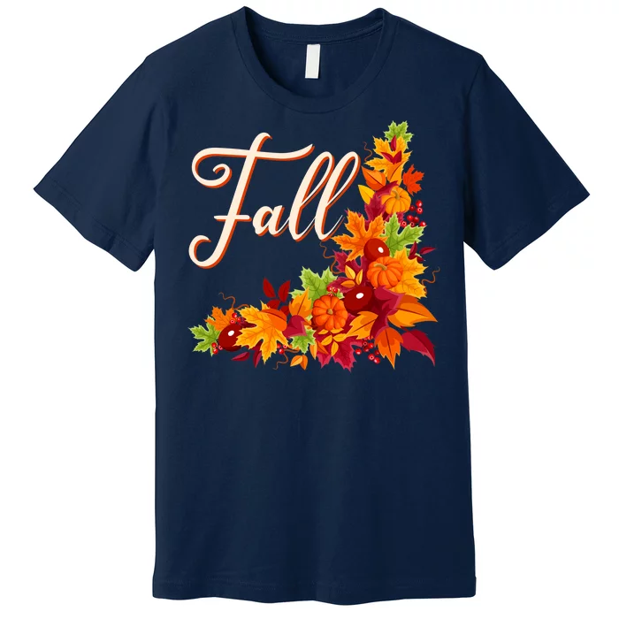 Autumn Fall Leaves Corner Design Premium T-Shirt