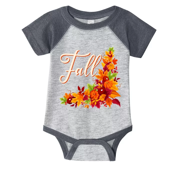 Autumn Fall Leaves Corner Design Infant Baby Jersey Bodysuit