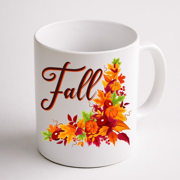 Autumn Fall Leaves Corner Design Front & Back Coffee Mug